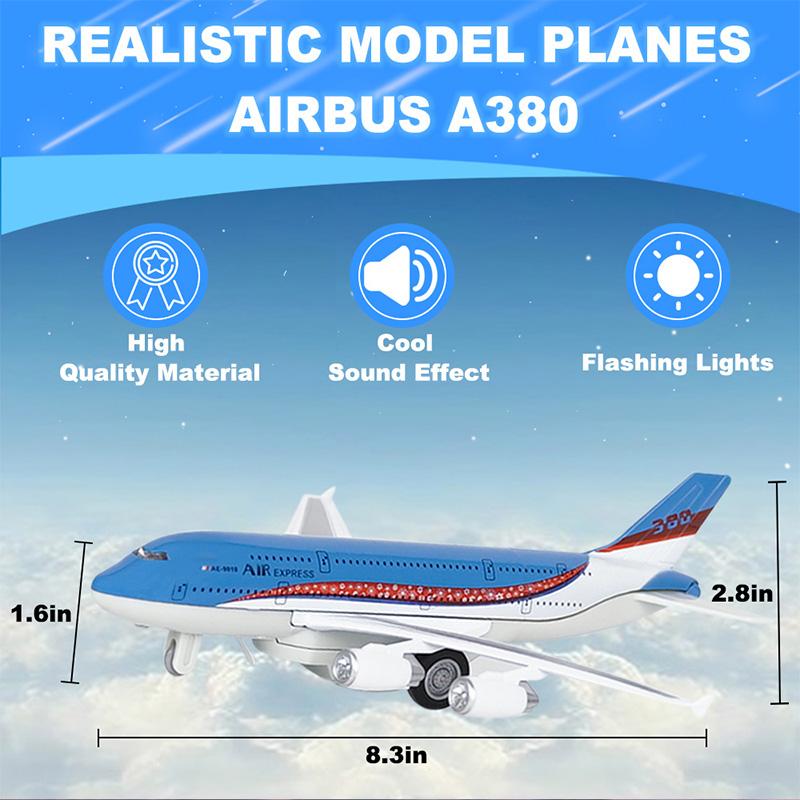 Crelloci Pull Back Die Cast Model Plane with Lights & Sounds, Airplane Toys, Bump and Go Action,  3D Anatomy View, Aircraft Vehicles Gift for Kids