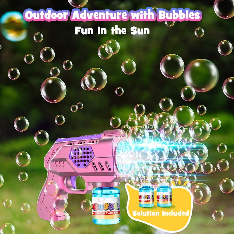 Christmas 2024 Gifts for Kids Zerhunt 2P Bubble Guns Blaster Machine Automatic With LED Light for Kid Outdoor Toys Beach Toy: Bubble Guns for Kids with Rich Bubbles - 10 Hole Non-Dipping Handheld Bubble Machine Gun Pack