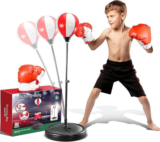 Punching Bag for  children - Boxing Set Include Boxing Gloves, Height Adjustable Stand & Reflex Bag Children Punching Bag, Boxing Bag for Children | Gifts for Boys and Girls Gift Set for age 4+