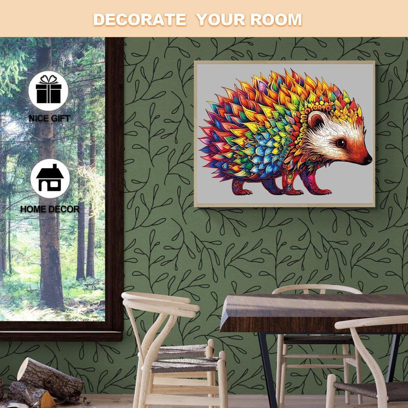 Cute Hedgehog Wooden Jigsaw Puzzle for Kids and Adults