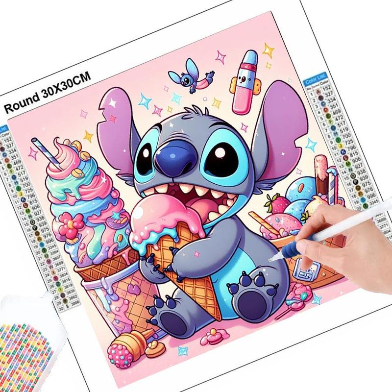 Cartoon Stitch Pattern Diamond Arts Colorful Painting Kit, DIY 5D Diamond Arts Crafts without Frame, Creative Wall Art Decorations