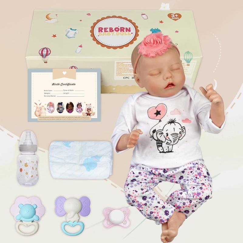 BABESIDE Lifelike Reborn Baby Dolls - 17Inch Soft Realistic-Newborn Baby Dolls with All Accessories Handmade Sleeping Babies Doll for Authentic Experience, for 3+ Years Old Girls