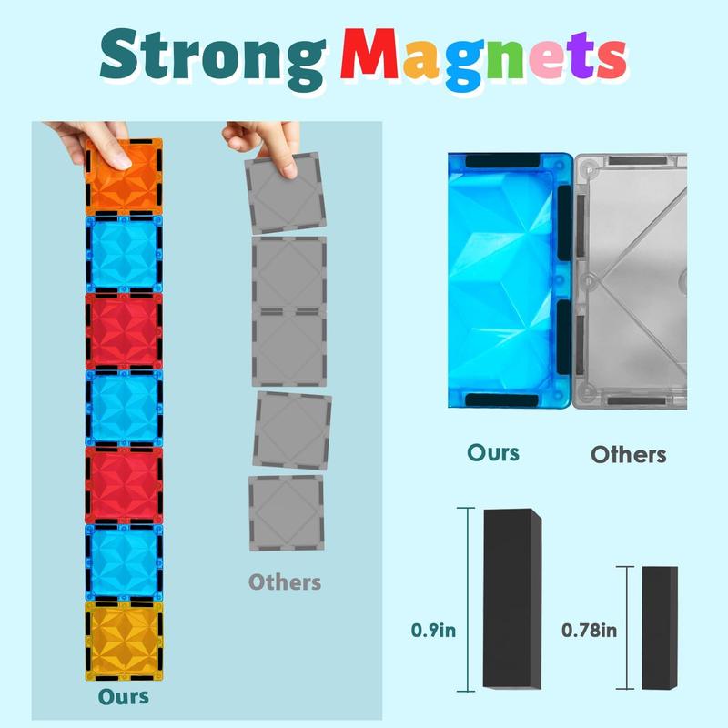 AFUNX Magnetic Tiles, 102PCS Magnet Building Blocks with 2 Cars, 3D Diamond Magnetic Blocks, Construction Stem Toys for Kids, Educational Toys for Boys Girls Ages 3 4 5 6 7 8 (102 PCS) building  kits magnetic blocks construction toy