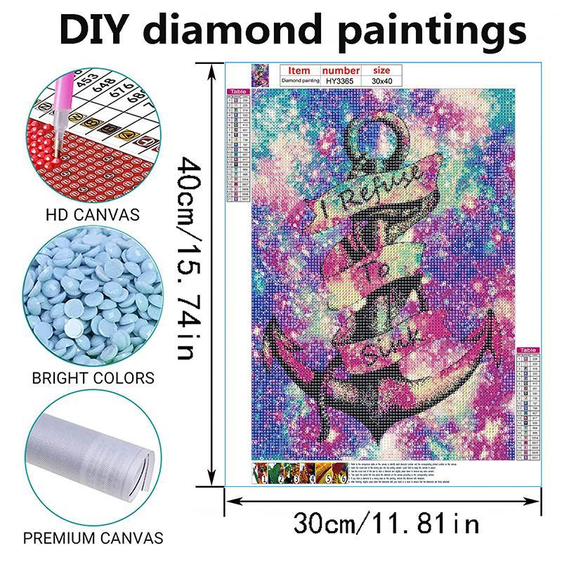 Anchor Pattern DIY Diamond Art Colorful Painting Without Frame, DIY Decorative Art Picture For Beginner, DIY Home Decor