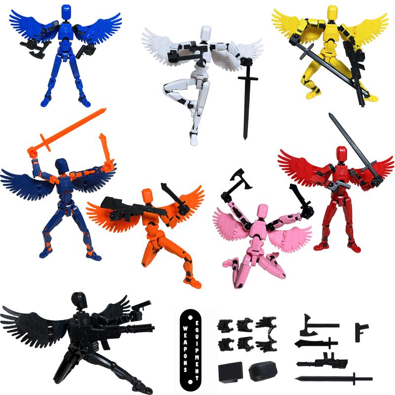 Pre-Assembled Set of 2 3D Printed Multi-Jointed Action Figure Sets T13, Fully Articulated Robot Models, Suitable for Stop Motion Animation, Halloween Gifts, and Christmas Gifts