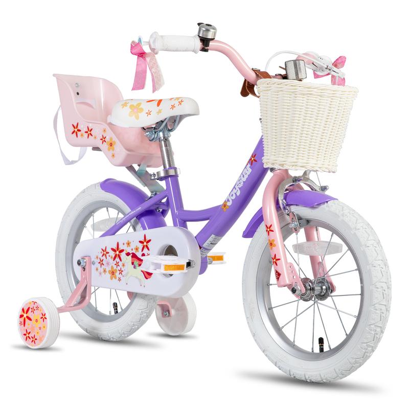 JOYSTAR christmas 2024 ornament Girls Bike for 2-9 Years Old Kids 12-18 Inch with Training Wheels Basket and Doll Seat kickstand