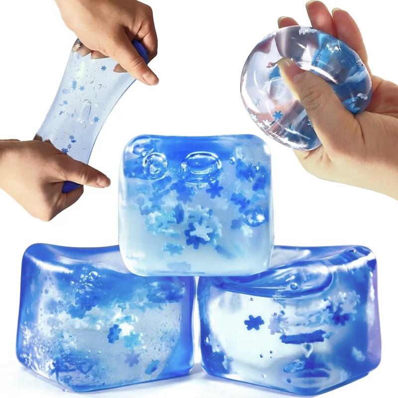 Nee Doh Nice Cube Stress Ball, 3D Square Squishable with Soothing Gel, Ice Cube Stress Ball Fidget Toy