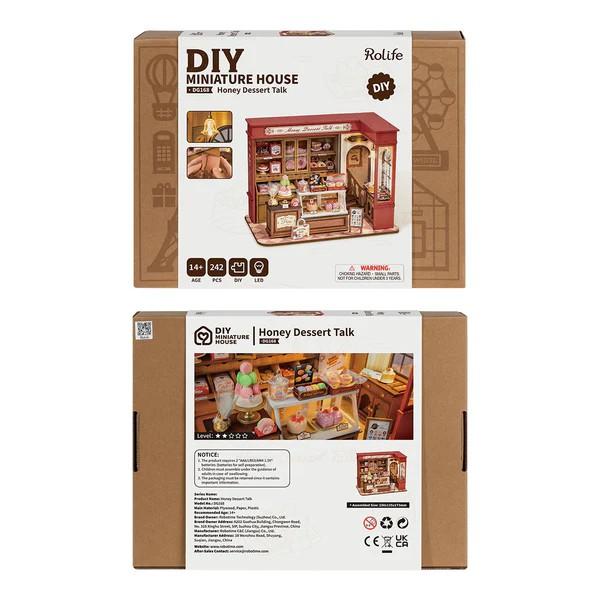 Rolife Honey Dessert Talk DIY Miniature House Mini Wooden Dollhouse Kit,Diorama Building Kits-Birthday Craft Hobbies Gift christmas 2024 ornament