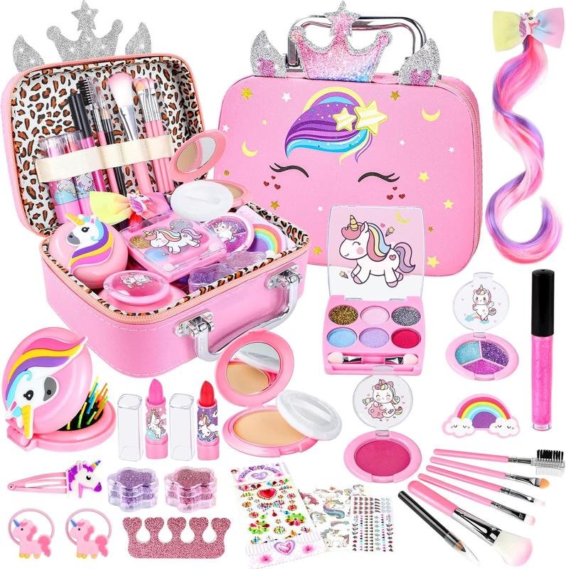 Christmas gift  Kids Makeup Kit for Girl Toys, Washable Girls Makeup Kit for Kids with Unicorn Bag, Make Up Kit for Girls Toddler Princess Toys Christmas Birthday Gifts for Girls Age 3 4 5 6 7 8 9 10 11 12