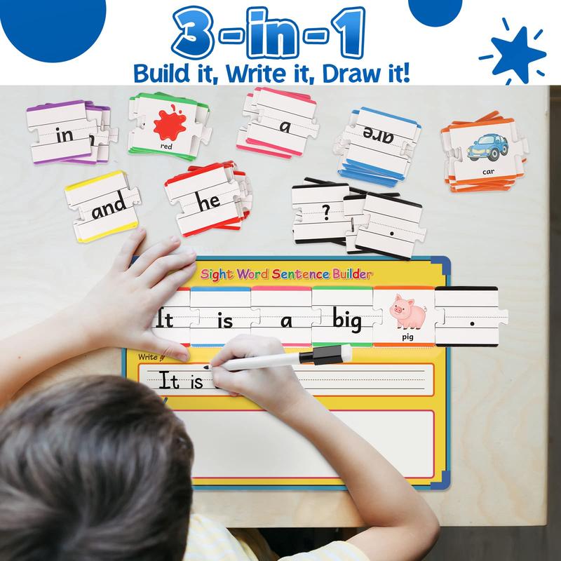 Sentence Building,Sight Word Games 1st 2nd Grade Classroom ,Montessori Phonics Reading Games, Special Education Manipulative Toy Teacher,learningtools Sight Words classroom essential