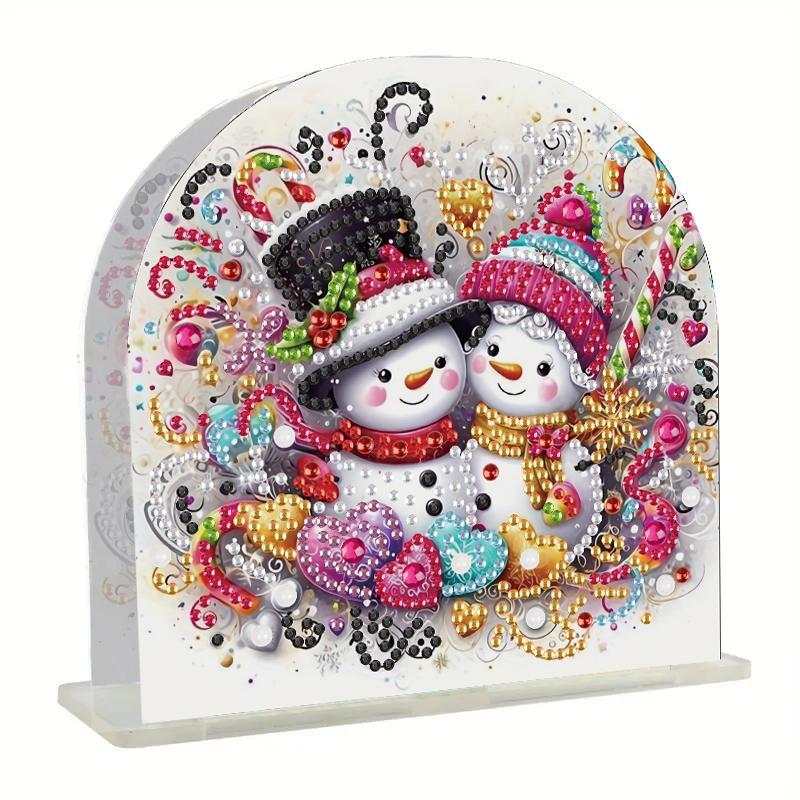 DIY Diamond Arts Colorful Painting Kit, Snowman Pattern Tissue Box, DIY Decorative Art Craft for Home Living Room Coffee Table