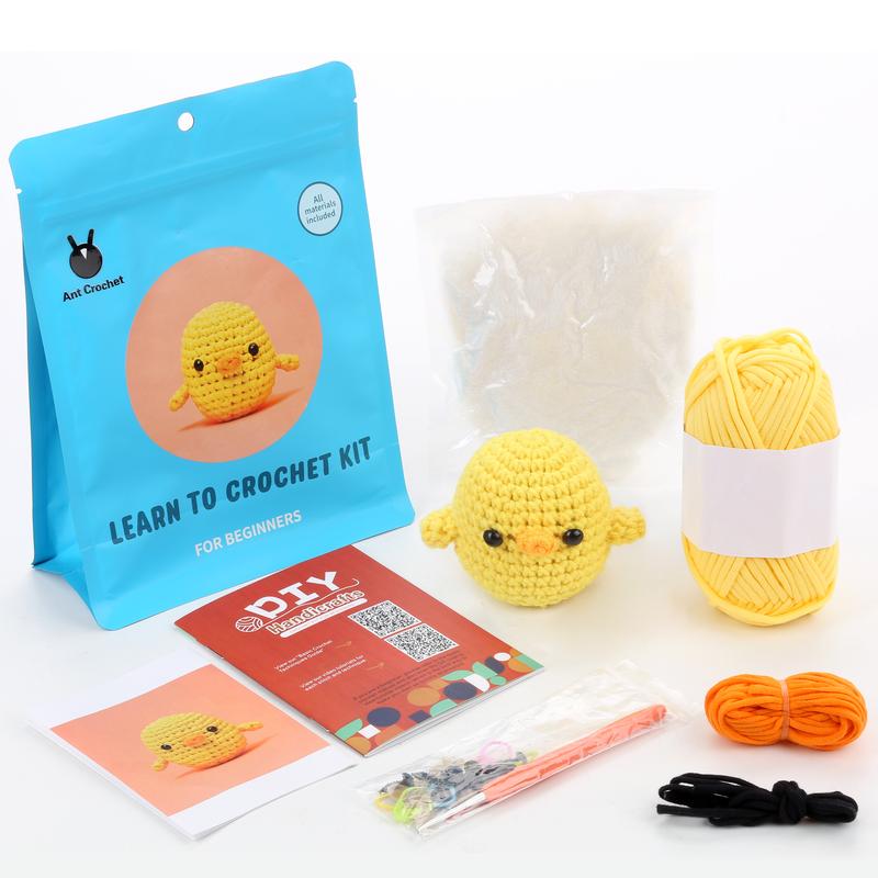 Crochet Kit for Beginners, Chick Crochet Kit, Include Easy Knitting Soft Yarn, With Step-by-Step Video Tutorial, Beginner Crochet Kit for Adults and Kids, Holiday Birthday Gift for Adults and Kids, Crochet Fashion ideas, Diy Crochet