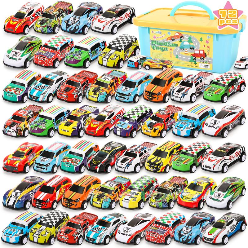 Toy Cars Party Favors for Kids, 72Pcs Pull Back Cars Playsets with Storage Box, Mini Toys Race Cars for Kids Goodie Bags Toys Bulk Prizes Rewards