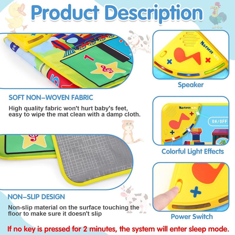 Floor Piano Mat for Toddlers 1-3 with 34 Music Sounds Educational Baby Musical Toys Toddler Toys Age 1-2 Sensory Interactive Learning Toys for 1 2 3 Year Old Boy Girl Birthday Gifts