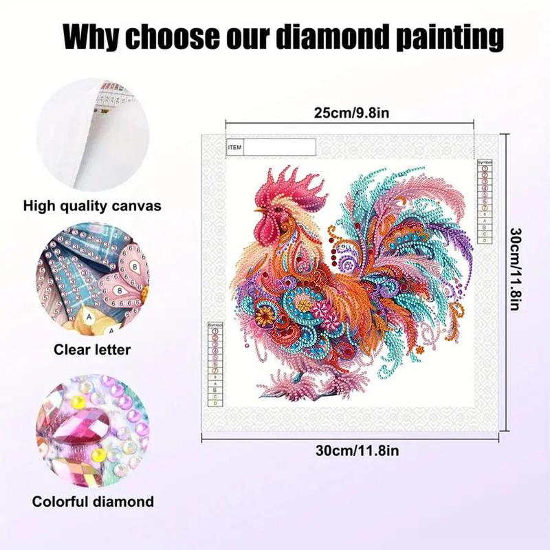 DIY Artificial Rhinestones Arts Painting Kit Without Frame, Rooster Pattern DIY Painting, Handmade Craft Art Decoration