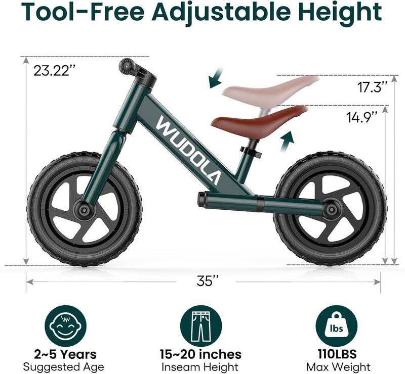 Toddler Balance Bike 2 Year Old - No Pedal Bike for Kids 24 Months to 5 Years Old, Tool-Free with Adjustable Seat, Gift Bike for 2-5 Boys Girls