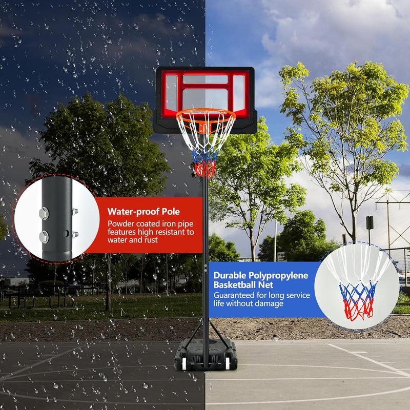 [ShopTab] Kids Basketball Hoop, 4.3 to 8.2 FT Adjustable Height, Ball Storage, Indoor Outdoor Weather-Resistance Basketball Hoop System for Kids