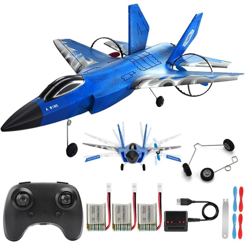 RC Airplane F-35 Remote Control Lightning II Jet Plane, 2.4Ghz Smart Gyro Easy to Fly for Kids Adults Beginners (Blue)