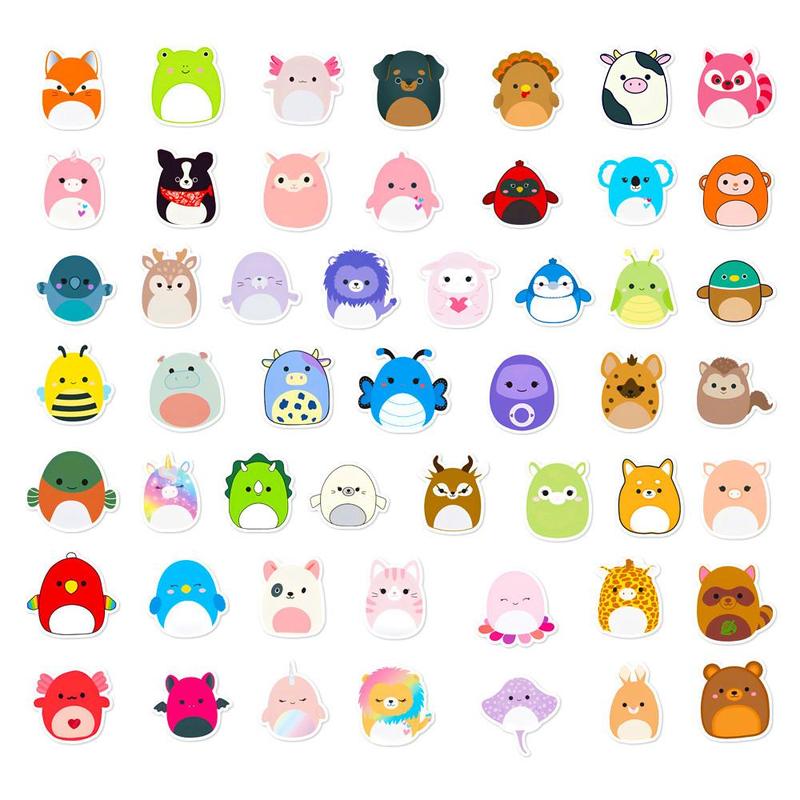 Cartoon Animal Series Waterproof Decorative DIY Stickers (50pcs), DIY Decals for Water Bottle, Laptop, Phone Case, Scrapbooking, Journal Making, School Supplies, Party Favors, Home Decor