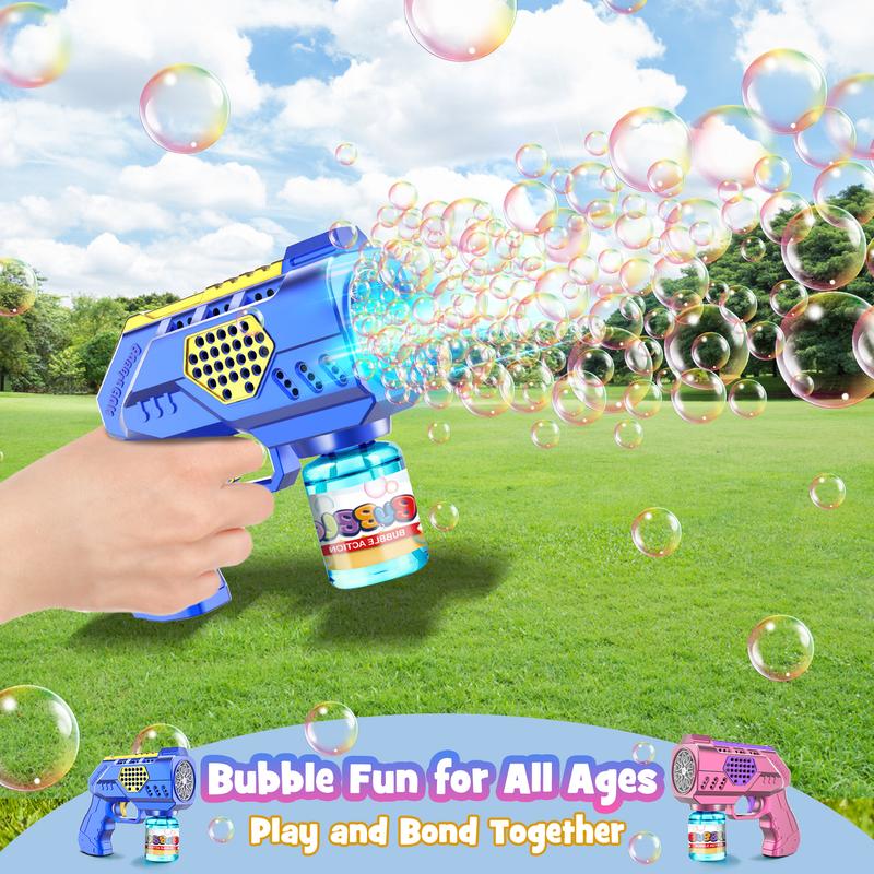 Christmas 2024 Gifts for Kids Zerhunt 2P Bubble Guns Blaster Machine Automatic With LED Light for Kid Outdoor Toys Beach Toy: Bubble Guns for Kids with Rich Bubbles - 10 Hole Non-Dipping Handheld Bubble Machine Gun Pack