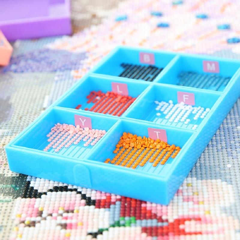 6 Grids Diamond Art Painting Tray Set, 1 Set Multi-functional Funnel Diamond Sorting Tray, Nail Art Beading Cross Stitch, Diamond Art Painting Accessory Tool