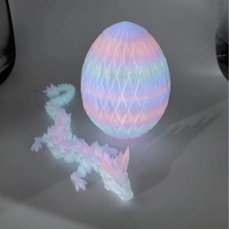 Pet 3D printed dragon egg, dragon egg with dragon inside, crystal dragon fidget toy, fully articulated dragon in egg (luminous) digital accessory