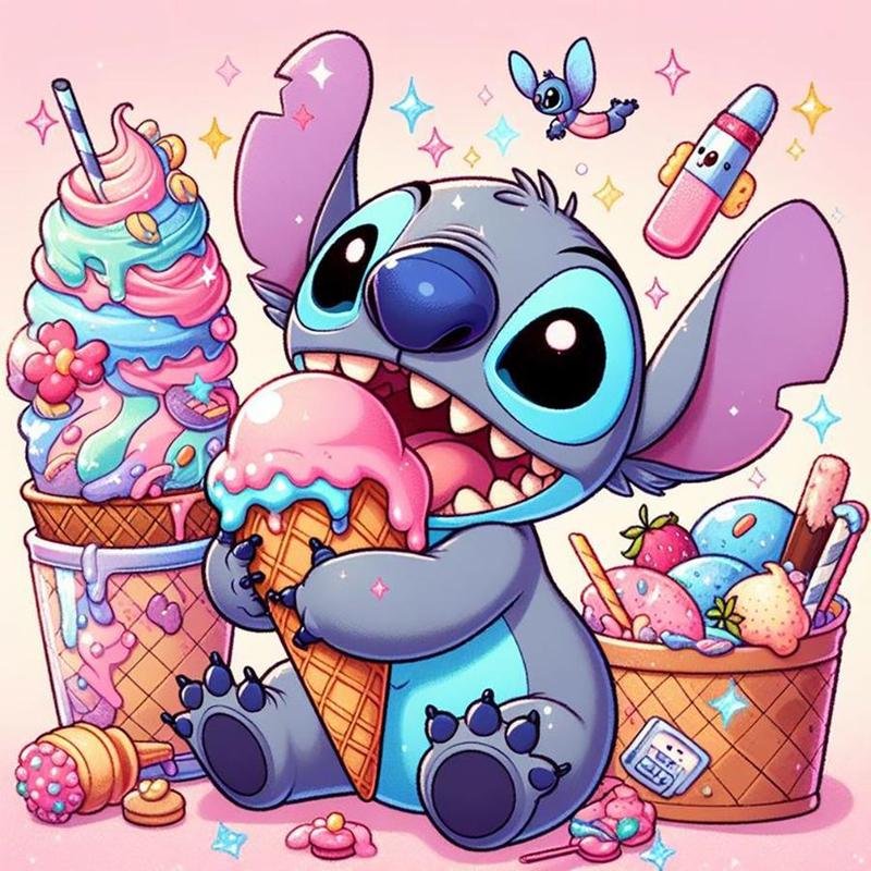 Cartoon Stitch Pattern Diamond Arts Colorful Painting Kit, DIY 5D Diamond Arts Crafts without Frame, Creative Wall Art Decorations