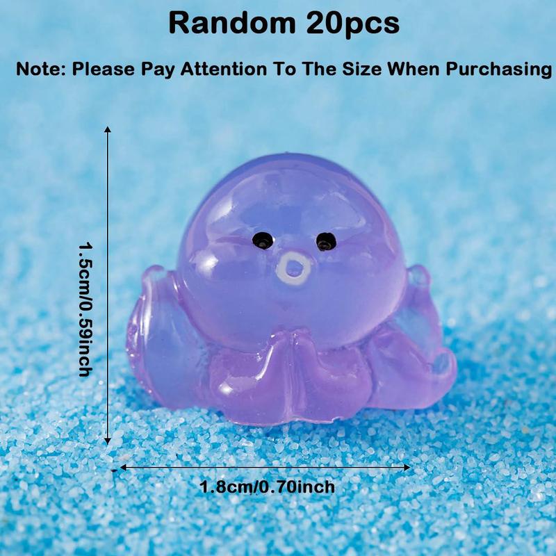 Random Color Glow in Dark Octopus Design Resin Toy, 20pcs Miniature Octopus Luminous Micro Landscape Octopus Figures for DIY Kit, Miniature Octopus Figures for DIY Kit, Decoration