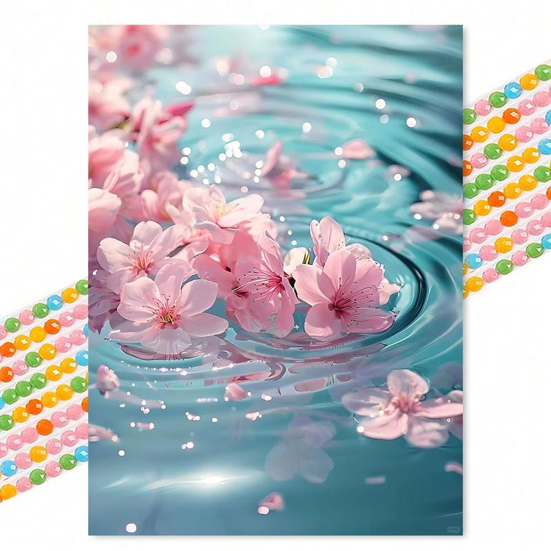 Flower Pattern DIY Diamond Art Painting Kit without Frame, DIY 5D Diamond Art Paint Kit for Home Bedroom Living Room