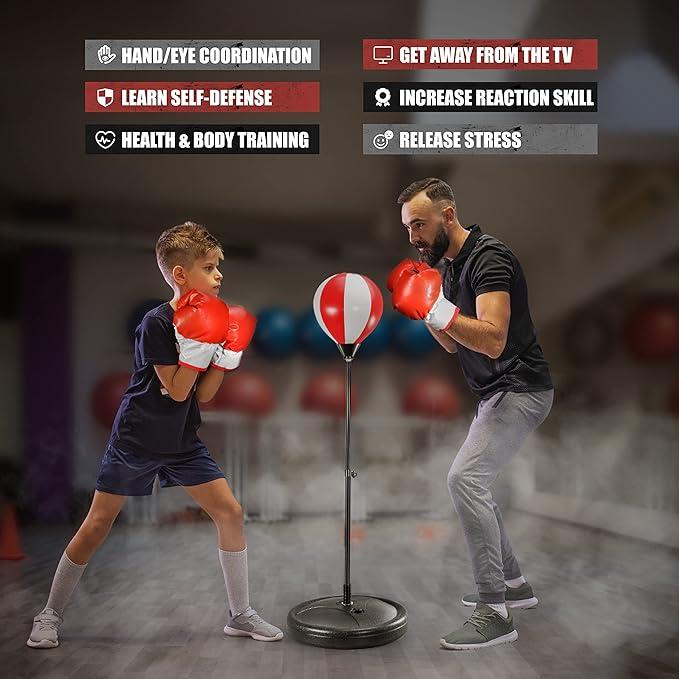 Punching Bag for  children - Boxing Set Include Boxing Gloves, Height Adjustable Stand & Reflex Bag Children Punching Bag, Boxing Bag for Children | Gifts for Boys and Girls Gift Set for age 4+