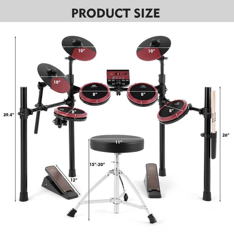 MUSTAR Electronic Drum Set, Electric Drum Sets for Beginners with 8