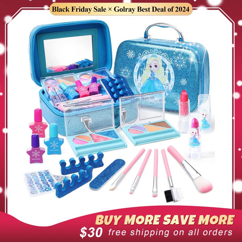 Frozen Makeup Kit Pretend Play for Girls,16counts Play Real Washable Makeup Kit Cosmetics Toys Gift Dressup Set Learning Educational Toy Birthday Thanksgiving Christmas Gifts