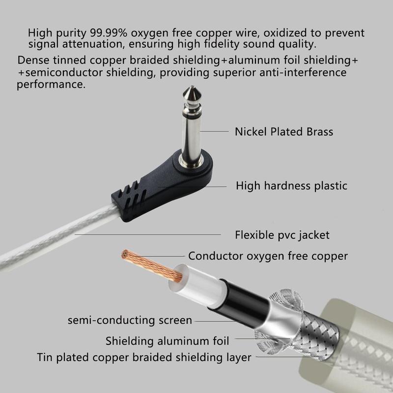 6.35mm Patch Cable, Guitar Effect Pedal Cable, 1 4