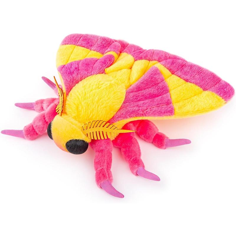 Rosy Maple Moth Plush Toy - Lifelike Rosy Maple Moth Stuffed Animals 11in, Realistic Soft Pink Big Wings Moth Toys, Simulation Butterfly Plushie Model Toy, Unique Plush Collection for Kids