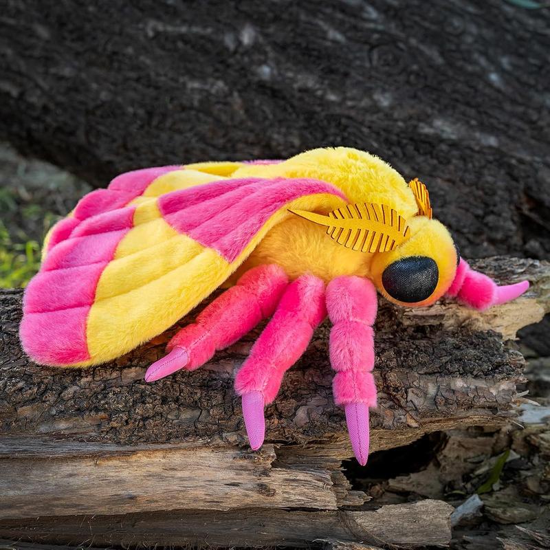 Rosy Maple Moth Plush Toy - Lifelike Rosy Maple Moth Stuffed Animals 11in, Realistic Soft Pink Big Wings Moth Toys, Simulation Butterfly Plushie Model Toy, Unique Plush Collection for Kids