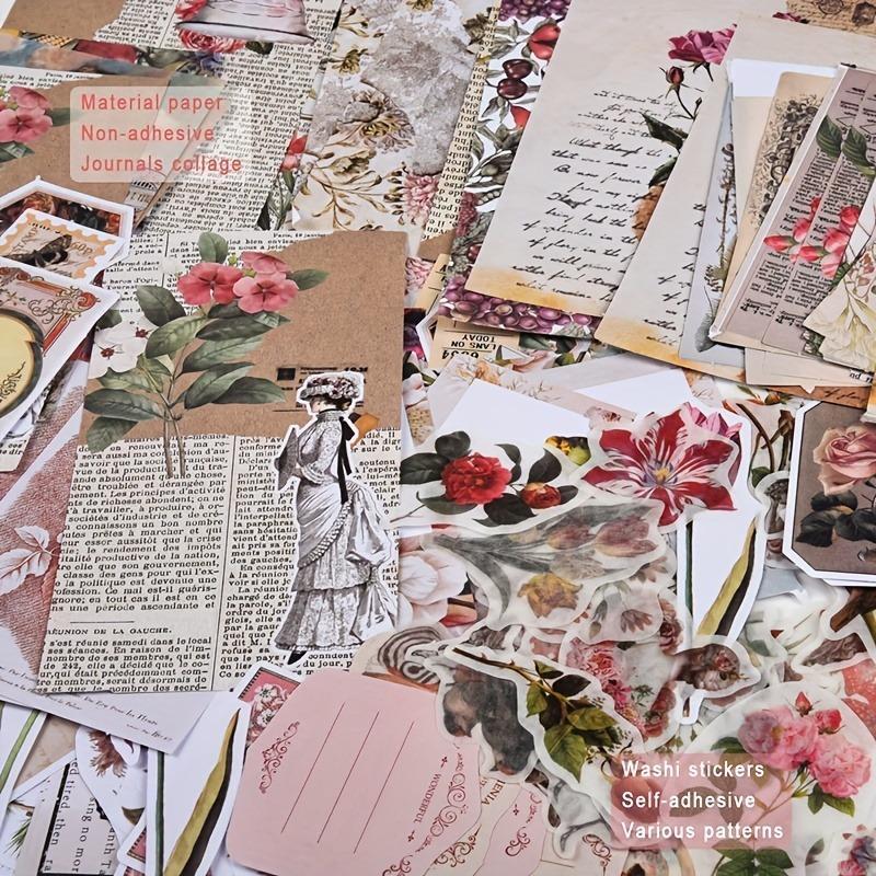 Plant & Flower Pattern Scrapbooking Sticker, 200pcs set DIY Vintage Scrapbooking & Journal Making Sticker, Office Stationery & Supplies