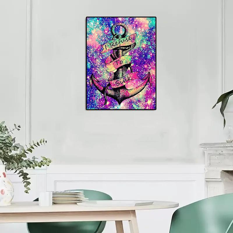 Anchor Pattern DIY Diamond Art Colorful Painting Without Frame, DIY Decorative Art Picture For Beginner, DIY Home Decor