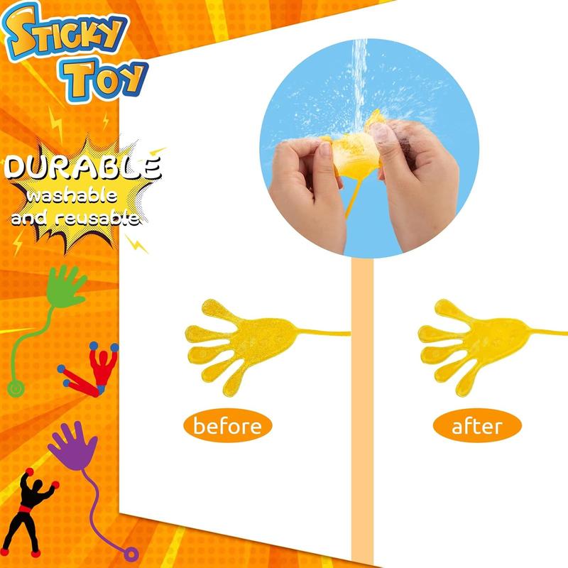 LovesTown 48PCS Sticky Toys for Kids, Stretchy Sticky Toys Including 16PCS Sticky Wall Climbers 16PCS Sticky Hands 16PCS Stretchy Lizards for Kids Goodie Bag Stuffers Treasure Box Classroom Prize