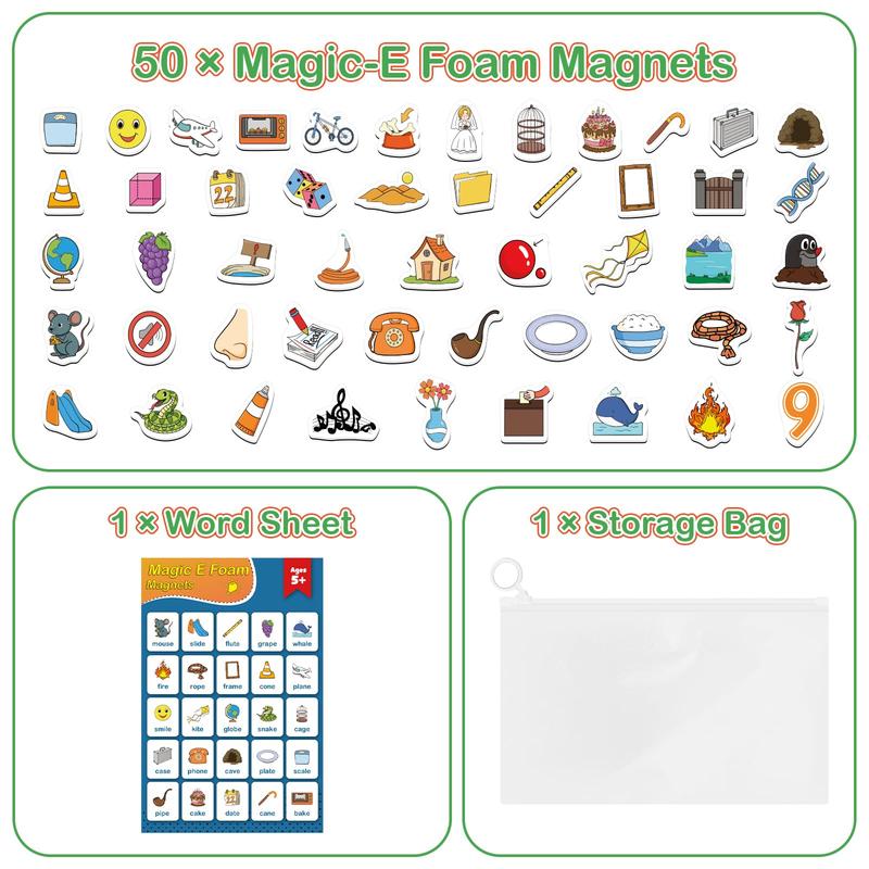 Magnetic Letters and Foods,52 Objects,Refrigerator Fridge Magnets,ABC Magnets,Alphabet Learning Toys,Letter Matching Games,Magnets sets,for Whiteboard