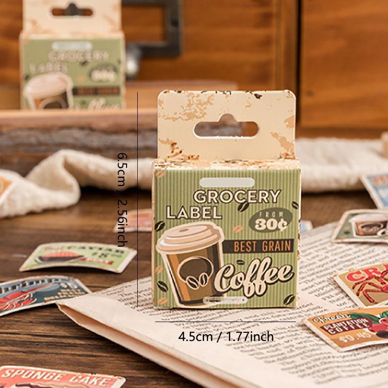 Vintage Food Pattern Washi Stickers, 45pcs set Scrapbooking & Journaling Material Stickers, DIY Decorative Stickers For Stationery Computer Water Bottle