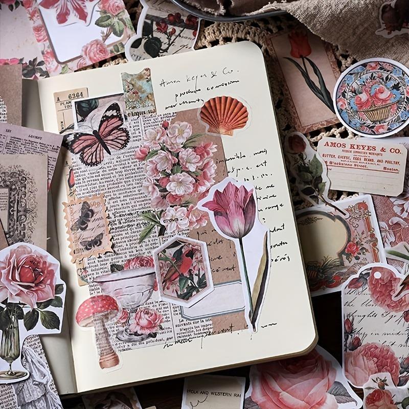 Plant & Flower Pattern Scrapbooking Sticker, 200pcs set DIY Vintage Scrapbooking & Journal Making Sticker, Office Stationery & Supplies