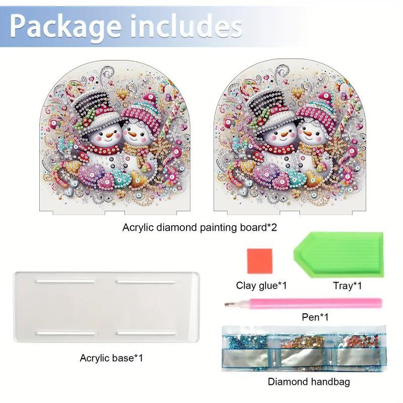 DIY Diamond Arts Colorful Painting Kit, Snowman Pattern Tissue Box, DIY Decorative Art Craft for Home Living Room Coffee Table