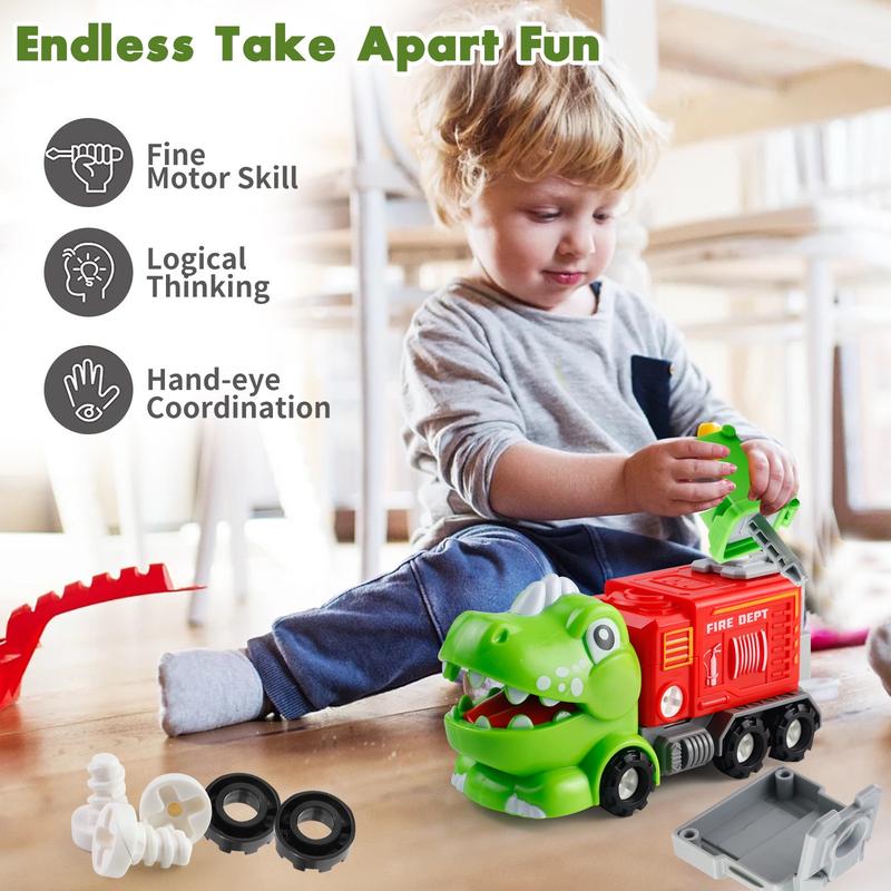 Transforming Dinosaur Truck: 5-in-1 Take-Apart Robot Toy for Kids, Featuring Dinosaur Truck Disassembly and Robot Transformation