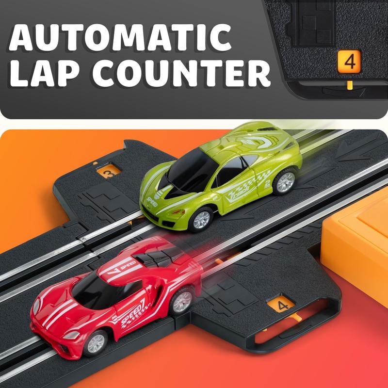 Slot Car Race Tracks Sets - Electric Racing Car Track with Slot Cars & Accessories - Dual Lane Race Track for Boys & Girls Age 5 for Kids 4-8 Easy Setup & Fast Four Cars