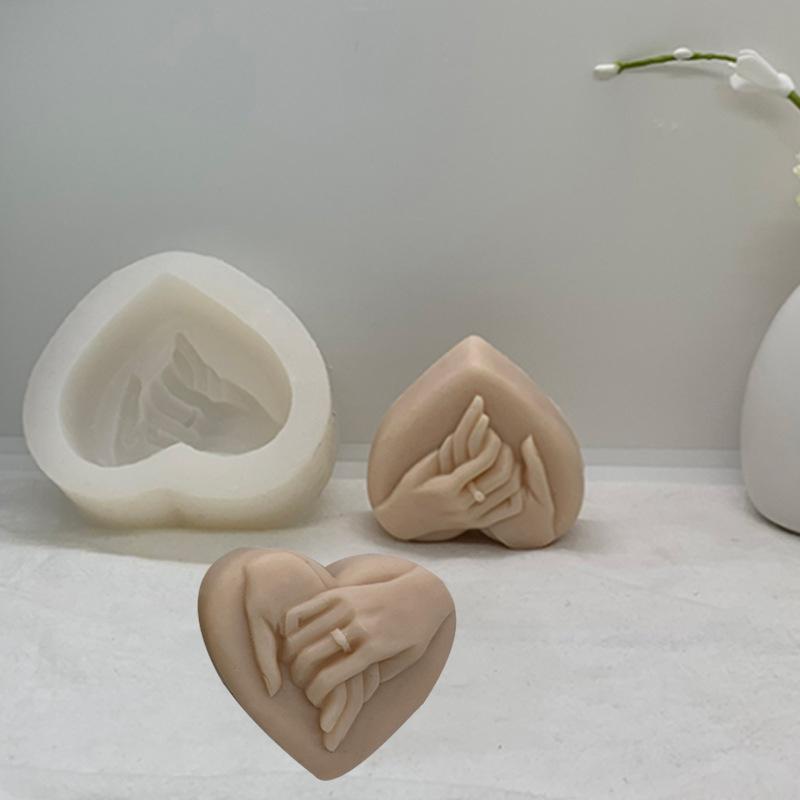 Heart & Hand Design Silicone Mold, Heart Shaped Silicone Mold, DIY Candle Soap Making Mold, Handmade Craft Mold