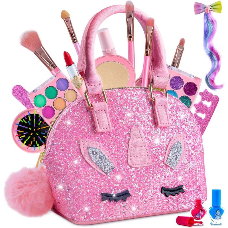 Kids Makeup Kit for Girl-Washable Makeup for Kids with Colorful Unicorn Bag,Toddler Girl Toys Pretend Makeup Beauty Set Toys, Birthday Gifts for Girls at The Age of 3,4,5,6,7,8,9,10