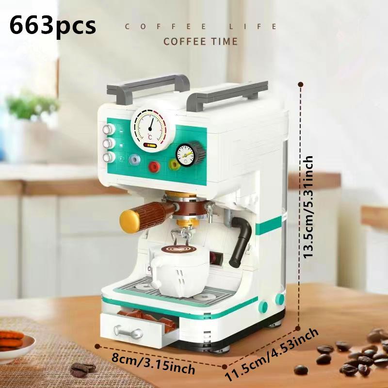 663pcs set Coffee Maker Building Blocks, Miniature Coffee Machine Building Blocks, Creative Blocks Building Toys For Kids