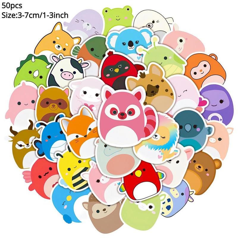 Cartoon Animal Series Waterproof Decorative DIY Stickers (50pcs), DIY Decals for Water Bottle, Laptop, Phone Case, Scrapbooking, Journal Making, School Supplies, Party Favors, Home Decor