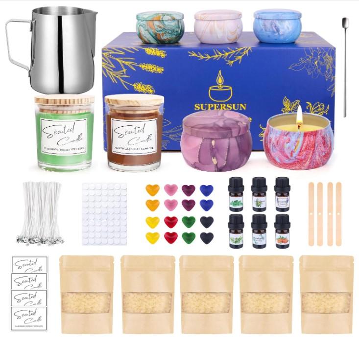 Scented Candle Making Kit for Adults Kids, Arts & Crafts Kit for DIY Starter, Candle Making Supplies Including Beeswax, Candle Tins Jars and More, Birthday Christmas Holiday Gifts