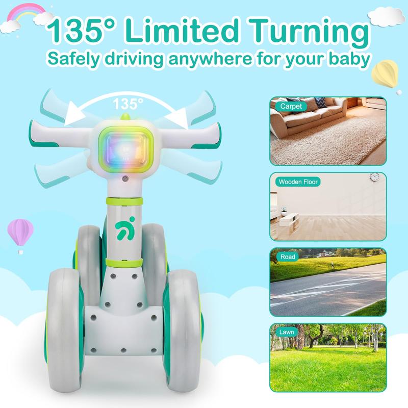 Balance Bike for Boys Girls Toddler Balance Bike 4 Wheels Mini Walking Ride on Toys with Colorful Lighting Birthday Gifts